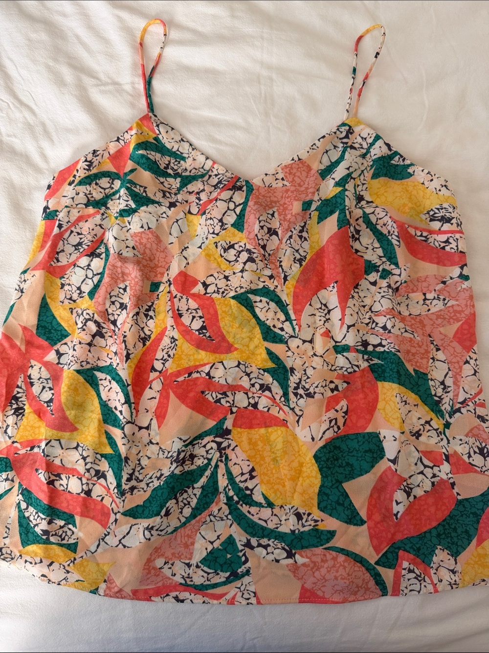 Multicolor Floral Leaf Print Cami with Adjustable Straps